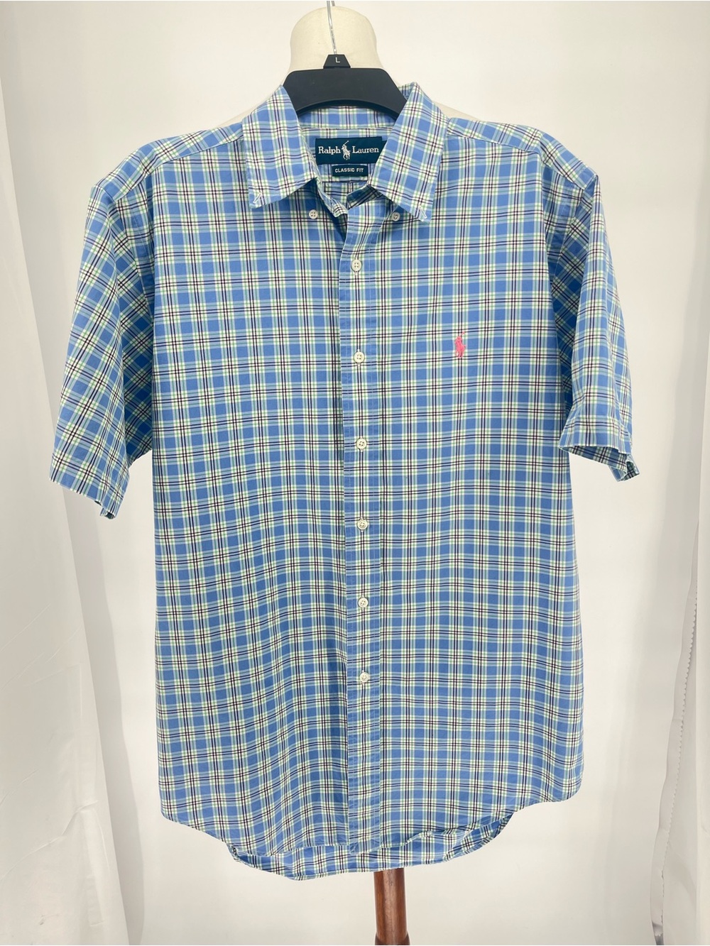 Polo Ralph Lauren Classic Fit Blue Plaid Button Down Shirt Men’s Large Cotton